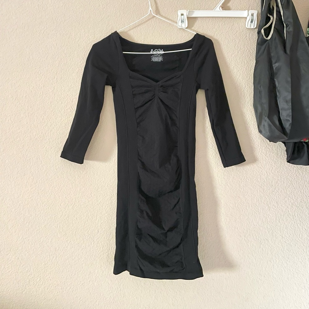 NWOT Intimately by Free People 3/4 sleeve seamless bodycon mini dress in black